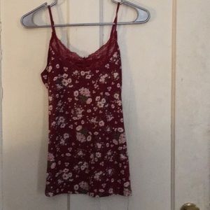 Florial tank top”maroon in color
